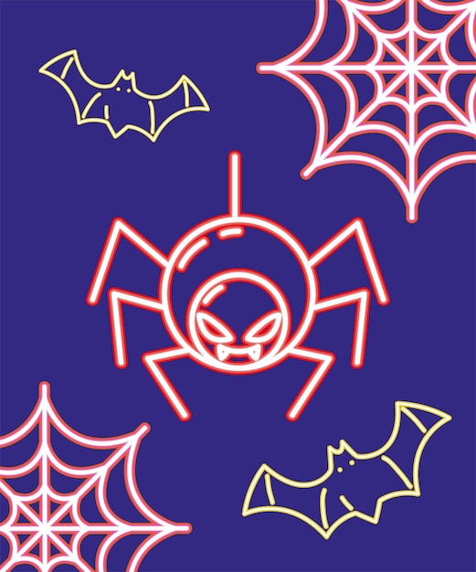 Halloween neon spider and web