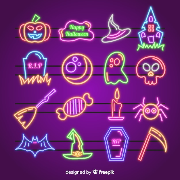 Vector halloween neon teken collectie