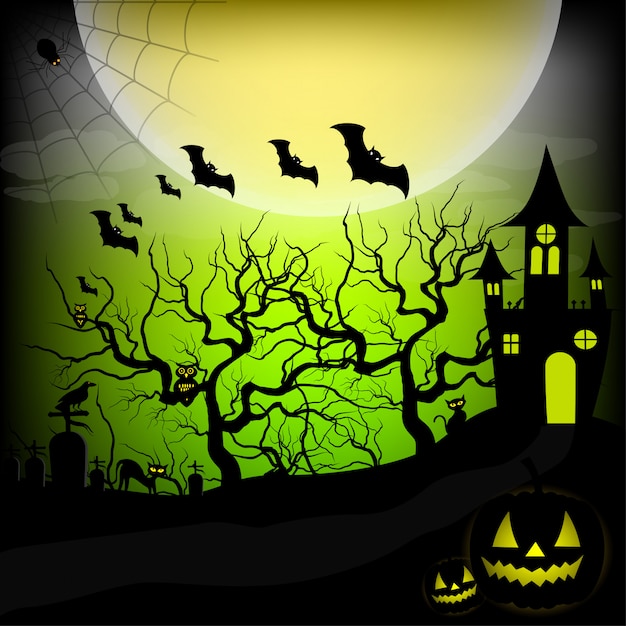 Vettore illustrazione di vettore del fondo di notte di halloween