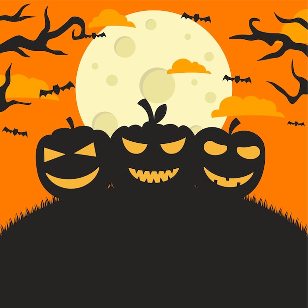 Ночной фон хэллоуина с тыквой и луной - решение для создания поста о праздновании хэллоуина