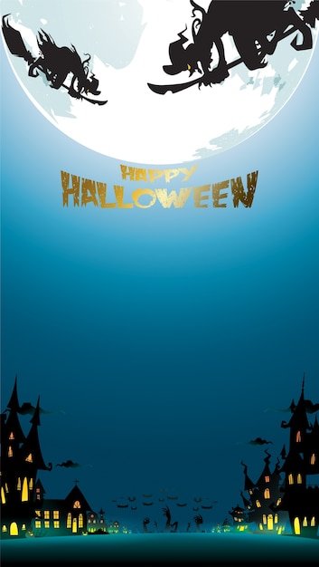 Vector halloween night background with pumpkin