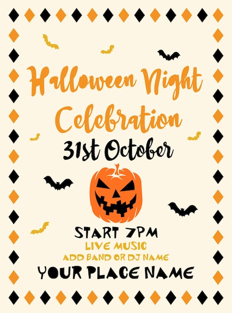 Halloween night celebration party poster flyer social media post design