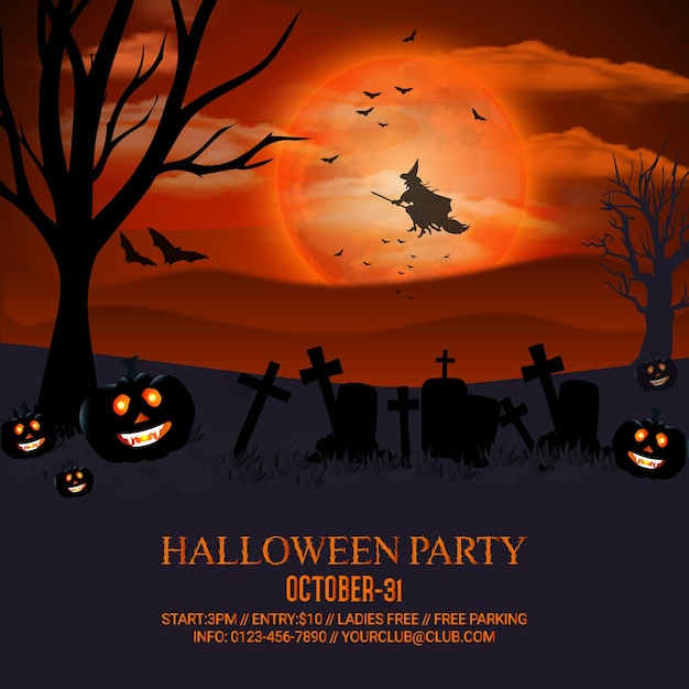 Vector halloween night celebration social media banner design with halloween night party banner