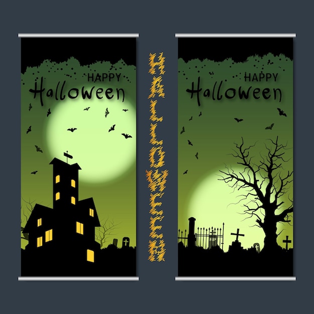 Vector halloween night flyer vector design templates collection