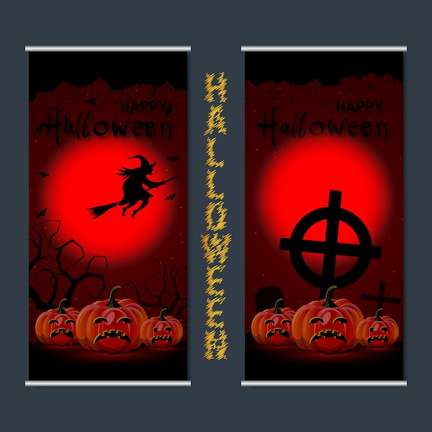 Vector halloween night flyer vector design templates collection