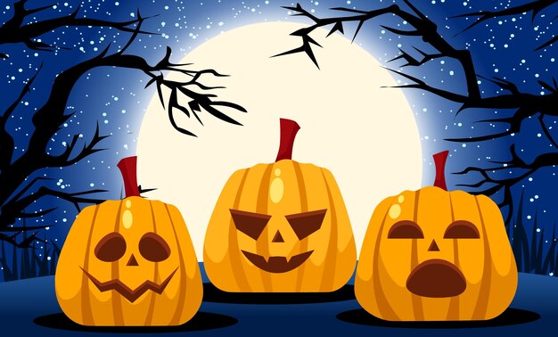 halloween night illustration landscape