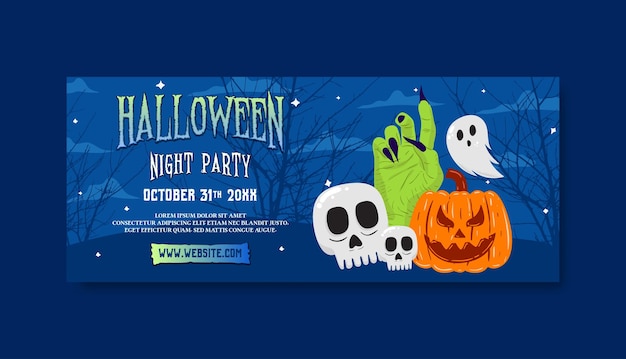 Halloween night party banner template