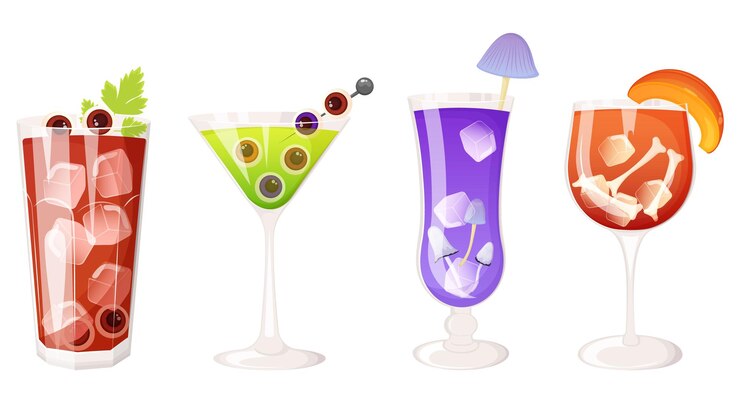 Vector halloween night party scary drinks