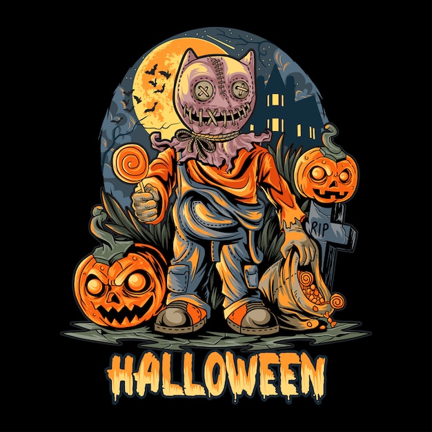 HALLOWEEN NIGHT AND PUMPKINS ARTWORK  