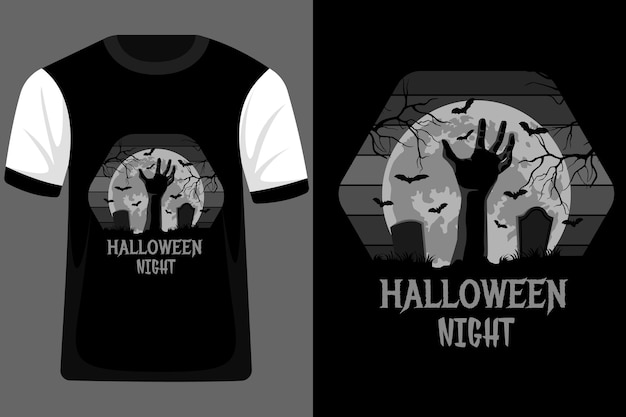 Halloween night retro vintage t shirt design