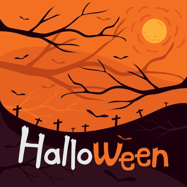 Vector halloween night scene