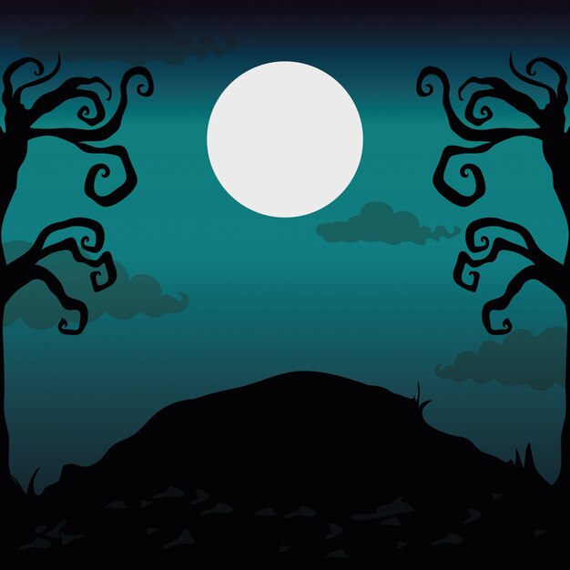 Vector halloween night scenery