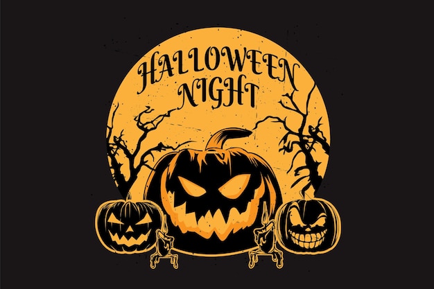 Vettore disegno della siluetta di notte di halloween