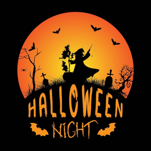 Vector halloween night tshirt design