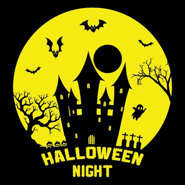 Vector halloween night tshirt design