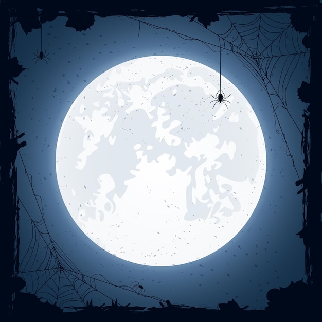 Vettore notte di halloween con i ragni