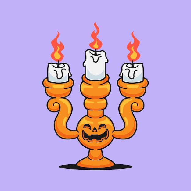 Halloween Object Candle Pumpkin Cartoon Vector