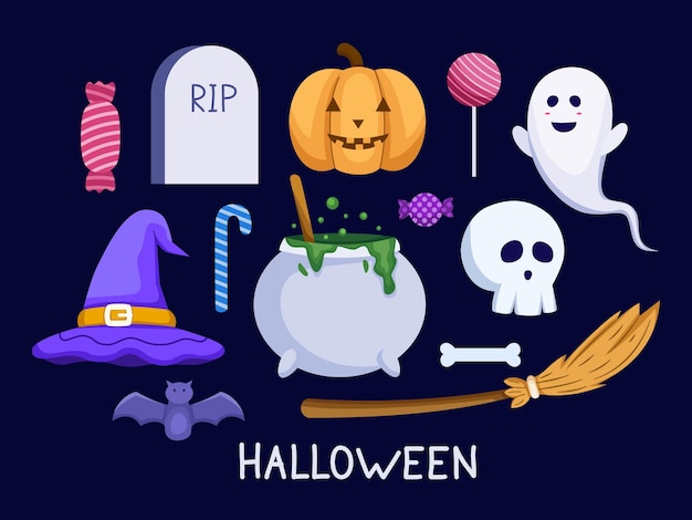 Halloween Object Set Illustration For sticker