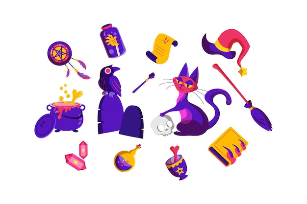 Halloween Object Set Vector Illustration