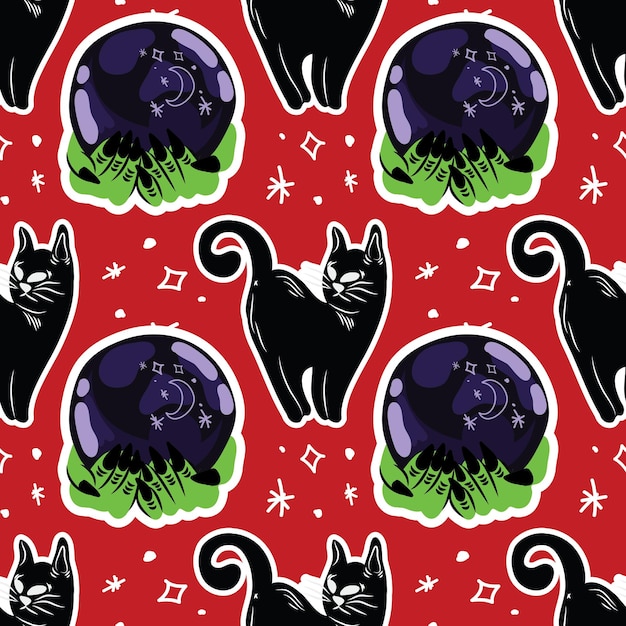 halloween objects seamless pattern vector