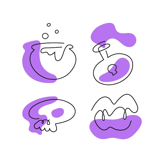 Vector halloween one line icons set