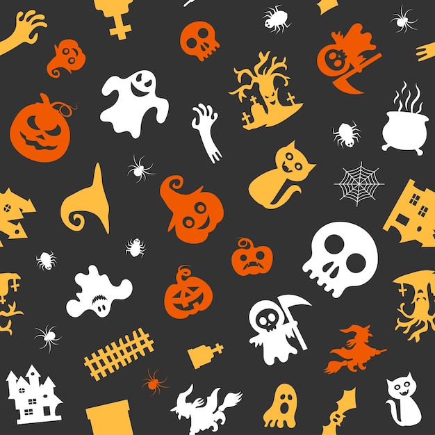 Halloween-ontwerp Halloween-symbolen spookspin-pompoen in cartoonstijl Vectorillustratie