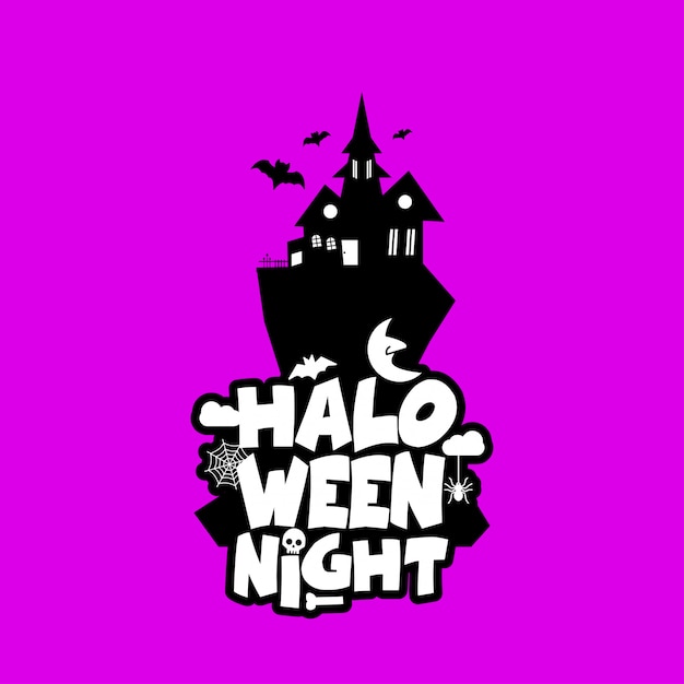 Halloween-ontwerp met typografie en lichte vector als achtergrond