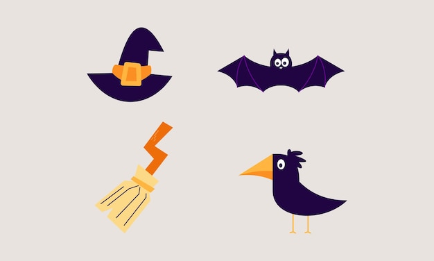 Halloween ontwerpelementen platte doodle