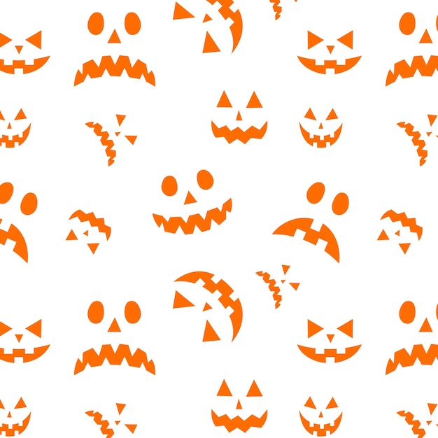 Vector halloween oranje feestelijke naadloze patroon eindeloze achtergrond met pompoenen glimlacht