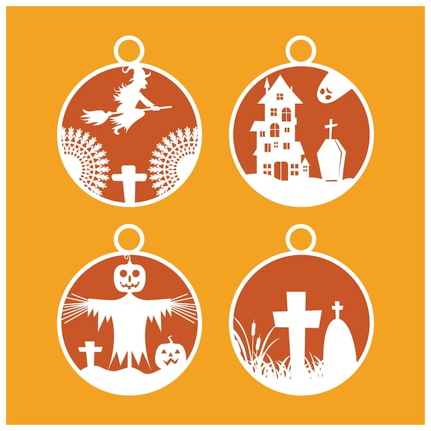 Vector halloween ornaments element vector set