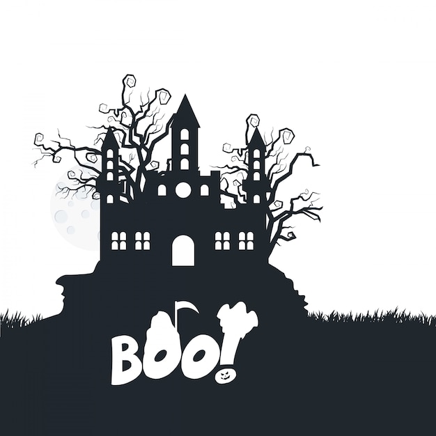 Halloween-partij typografisch ontwerp met witte achtergrond