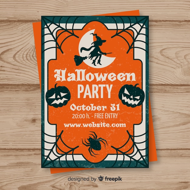 Halloween-partijaffiche in vlak ontwerp