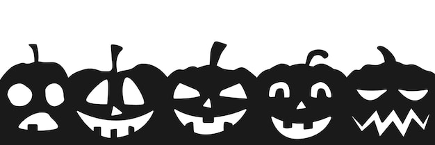 Vector halloween party banner with black scary pumpkin face isolated on png or transparent white background space for text sale template website poster vector illustration