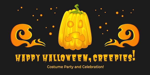 Halloween party banner with pumpkin lantern vector celebration banner greeting invitation