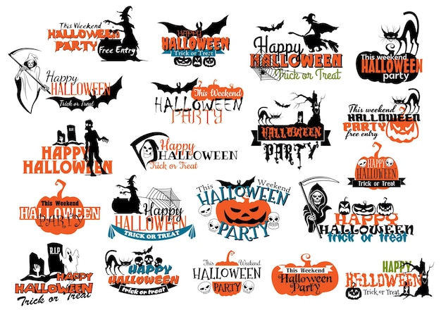 Vector halloween party banners and headers