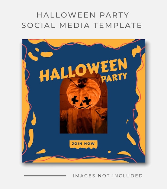 halloween party blue orange social media post template editable instagram collections banner vector