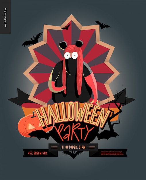 Vector halloween party composed poster