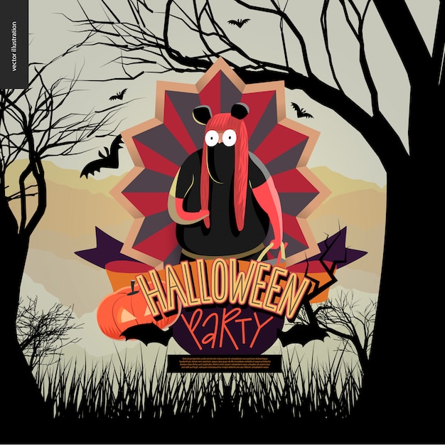 halloween party composed sign