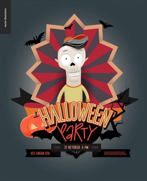 halloween party composed sign