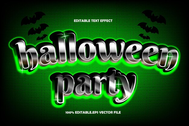 Halloween Party Editable Text Effect 3D Emboss Gradient Style