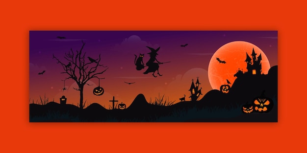 Halloween party facebook cover or web banner template