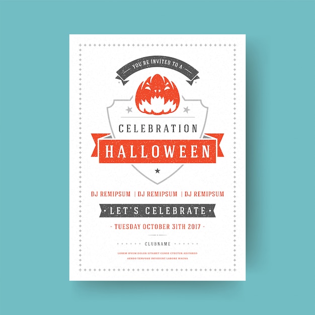 Halloween party flyer celebration night party poster design vintage typography template