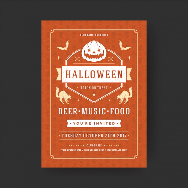 Vector halloween party flyer celebration night party poster