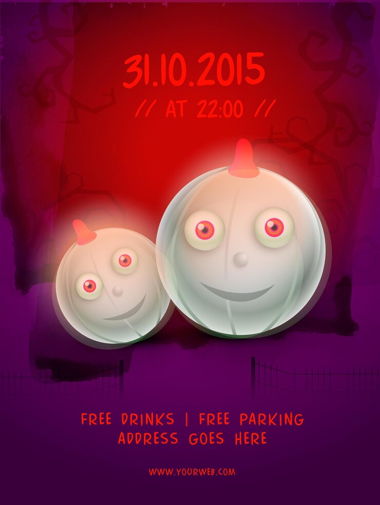 Vector halloween party flyer invitation card design with venue details