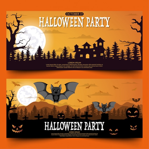 Halloween party flyer set