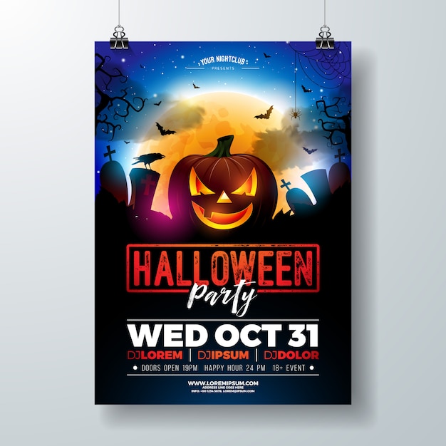 Halloween party flyer vector illustration