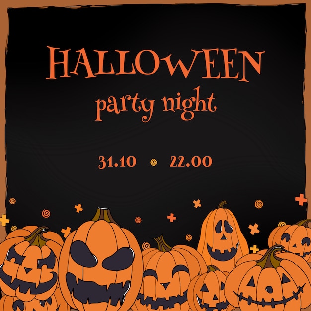 Halloween party flyer with jack o lanterns