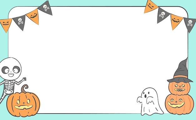 Vector halloween party frame illustration decorated with pumpkin and garland.