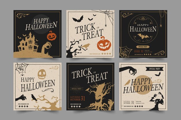 Vector halloween party instagram post template