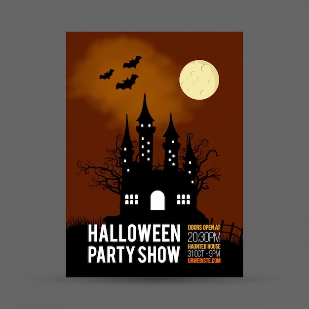 Halloween party invitation card with dark background vector